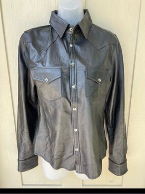 Karina grimaldi Leather Shirt Size M NWOT